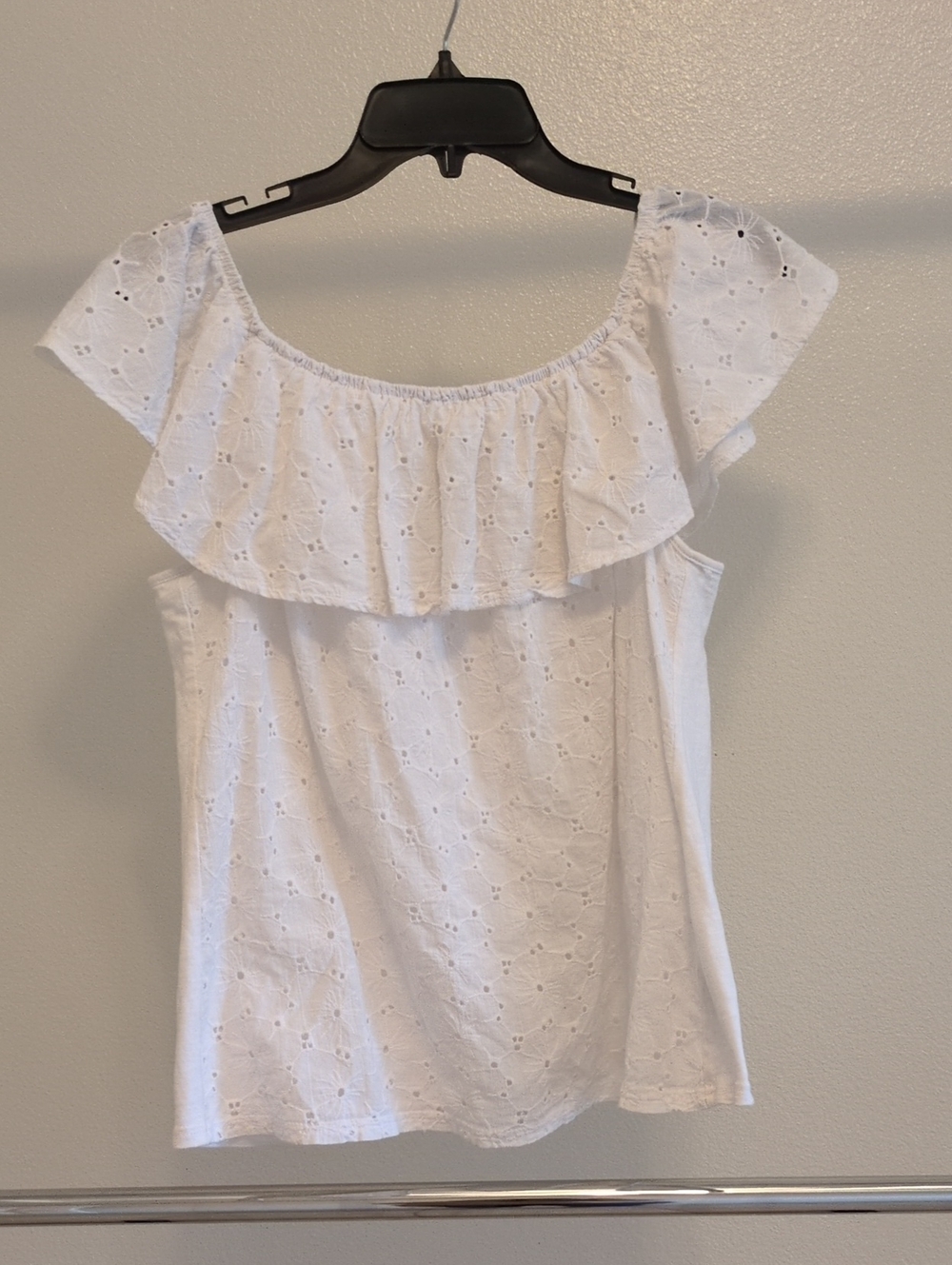 White Off-Shoulder Ruffle Women's Top